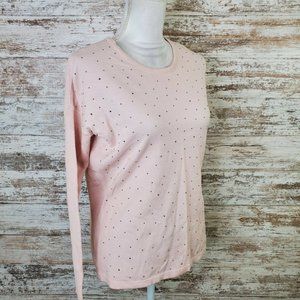 Matty M Blush Pink Embellished Crewneck Long Sleeves Sweater Size XS